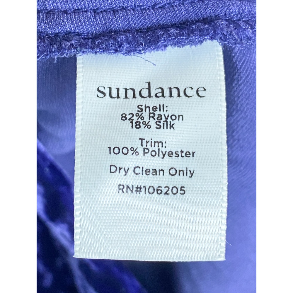Sundance Womens Velvet Button Up Shirt L Blue Purple Silk Whimsigoth Boho - Picture 7 of 8